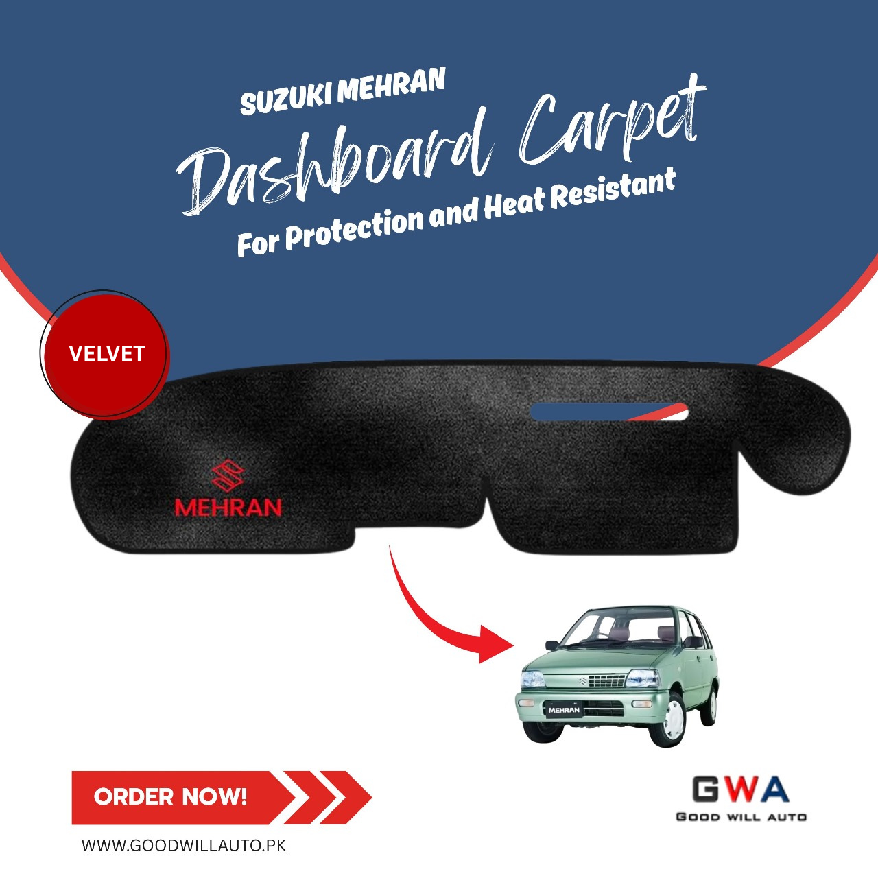 Dashboard Velvet Mat for Suzuki Mehran