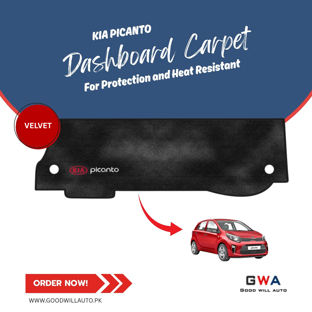 Dashboard Velvet Mat for KIA Picanto