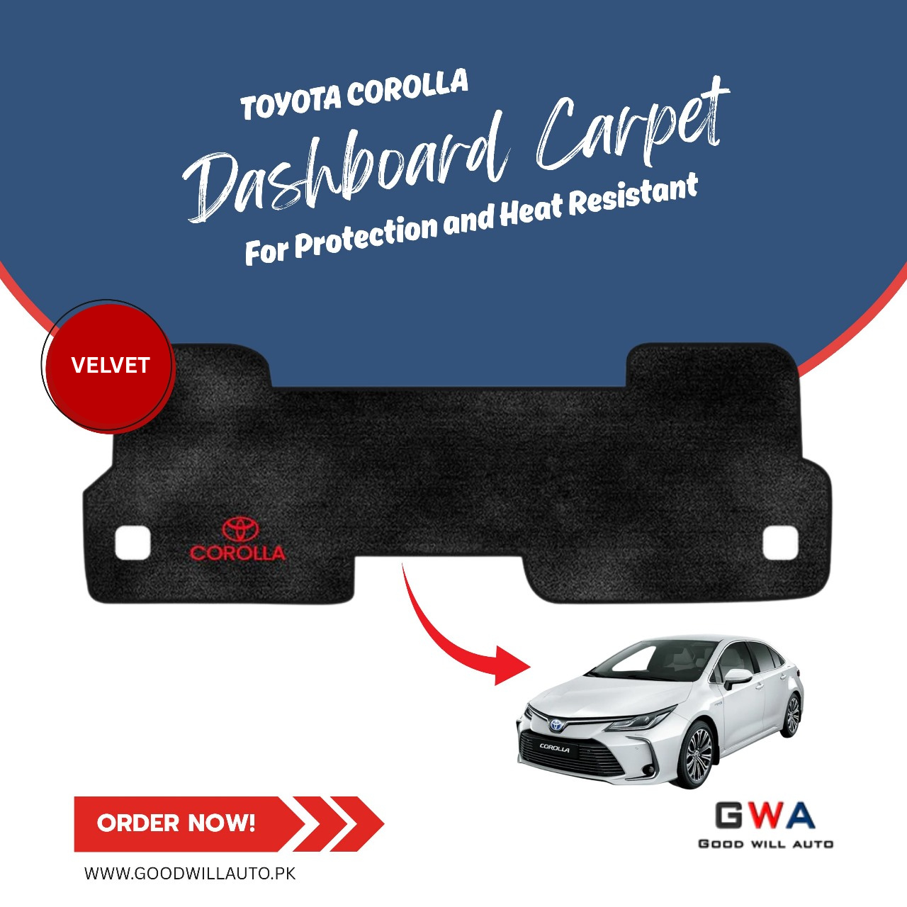 Dashboard Velvet Mat for Toyota Corolla