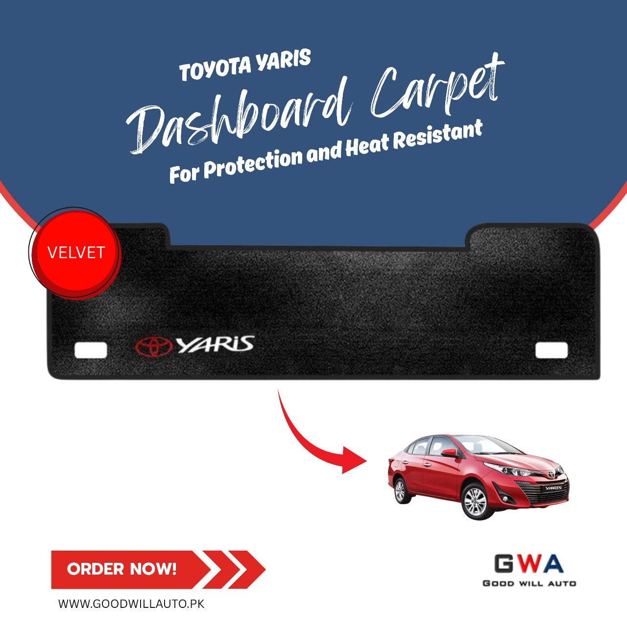 Dashboard Velvet Mat for Toyota Yaris